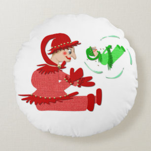 Fantastische Holzspielfiguren Rundes Kissen