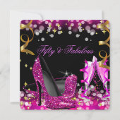 Fantastische Hot Pink Glitzer High Heel Geburtstag Einladung (Vorderseite)