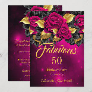 Fantastische jedes Alter Geburtstag Dunkelrosa Ros Einladung
