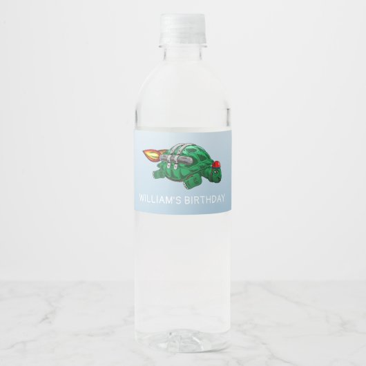 Fantastische Jetpack Turtle Wasserflaschenetikett (Vorderseite)