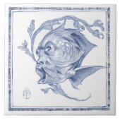 Fantastische Kreatur Bezaubernd Jugendstil Delft Fliese (Vorderseite)