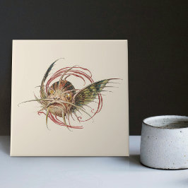 Fantastische Kreatur Bezaubernder Jugendstil-Seder Fliese