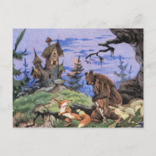 Fantastische Lage im Stil eines Waldmärchens Postkarte