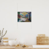 Fantastische Landschaft mit farbenfrohen Bäumen & Poster (Küche)