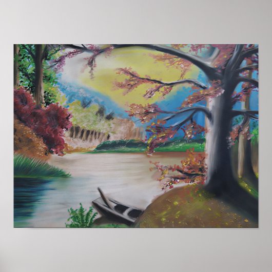 Fantastische Landschaft mit farbenfrohen Bäumen & Poster (Vorne)