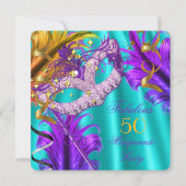 Fantastische Lila Aquamarine Masquerade Geburtstag Einladung (Vorderseite)