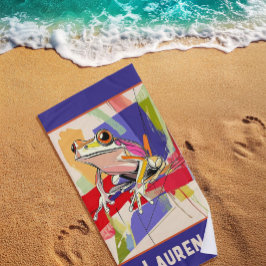 Fantastische Lila Froschkunst Strandtuch