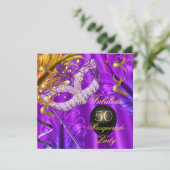 Fantastische Lila Goldmasquerade Geburtstagsparty Einladung (Stehend Vorderseite)