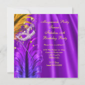 Fantastische Lila Goldmasquerade Geburtstagsparty Einladung (Rückseite)