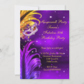 Fantastische Lila Masquerade Einladung (Rückseite)