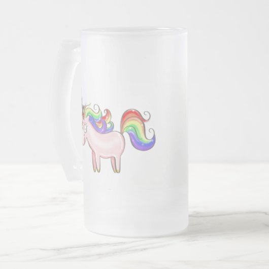 Fantastische männliche Unicorn-Bier-Tasse Mattglas Bierglas (Vorderseite Links)