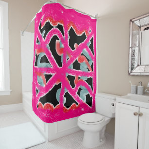Fantastische Mode pink und kühn Badezimmer schwarz Duschvorhang