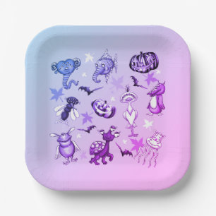 Fantastische Monster für Halloween Pappteller