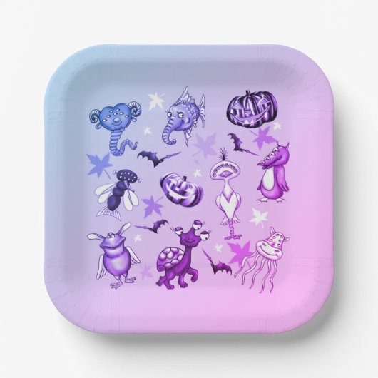 Fantastische Monster für Halloween Pappteller (Vorderseite)