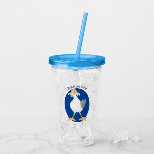 Fantastische Möwe mit Pommes frites Cartoon Acryltrinkbecher (Rückseite Ice)