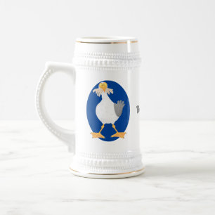 Fantastische Möwe mit Pommes frites Cartoon Bierglas