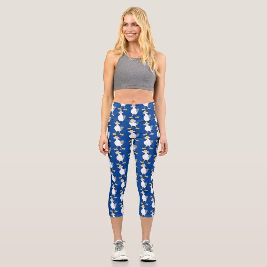 Fantastische Möwe mit Pommes frites Cartoon Capri Leggings (Vorderseite)