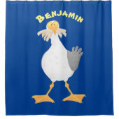 Fantastische Möwe mit Pommes frites Cartoon Duschvorhang (Vorderseite)