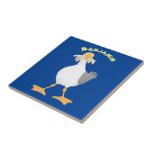 Fantastische Möwe mit Pommes frites Cartoon Fliese (Seite)