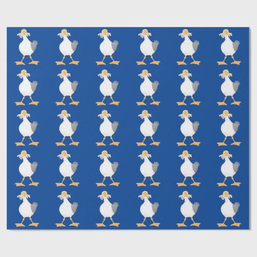 Fantastische Möwe mit Pommes frites Cartoon Geschenkpapier (Flach)