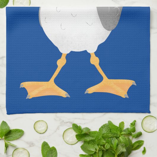 Fantastische Möwe mit Pommes frites Cartoon Geschirrtuch (Gefaltet)