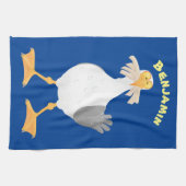 Fantastische Möwe mit Pommes frites Cartoon Geschirrtuch (Horizontal)