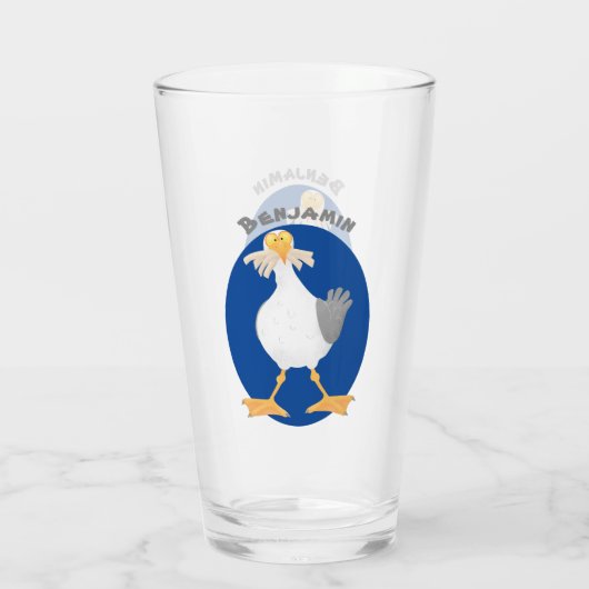 Fantastische Möwe mit Pommes frites Cartoon Glas (Rückseite)