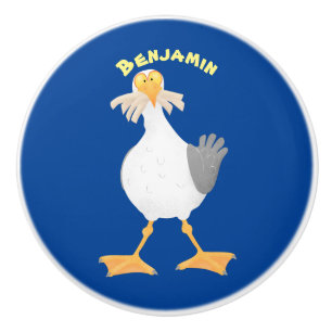 Fantastische Möwe mit Pommes frites Cartoon Keramikknauf