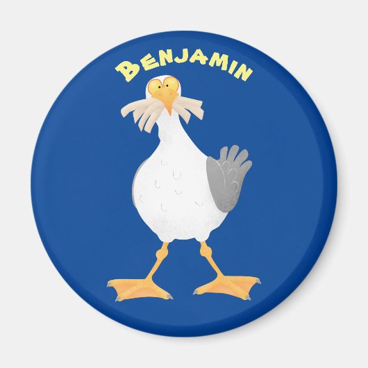 Fantastische Möwe mit Pommes frites Cartoon Magnet (Vorne)