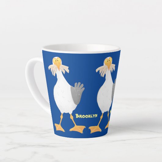 Fantastische Möwe mit Pommes frites Cartoon Milchtasse (Linke Ecke)