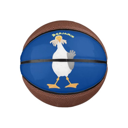 Fantastische Möwe mit Pommes frites Cartoon Mini Basketball (Vorderseite)