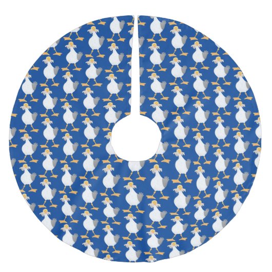 Fantastische Möwe mit Pommes frites Cartoon Polyester Weihnachtsbaumdecke (Vorderseite)