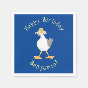 Fantastische Möwe mit Pommes frites Cartoon Serviette