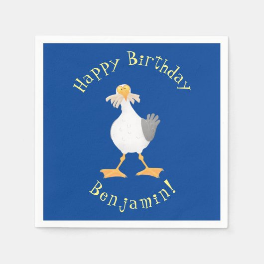 Fantastische Möwe mit Pommes frites Cartoon Serviette (Vorderseite)