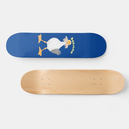 Fantastische Möwe mit Pommes frites Cartoon Skateboard (Horizontal)