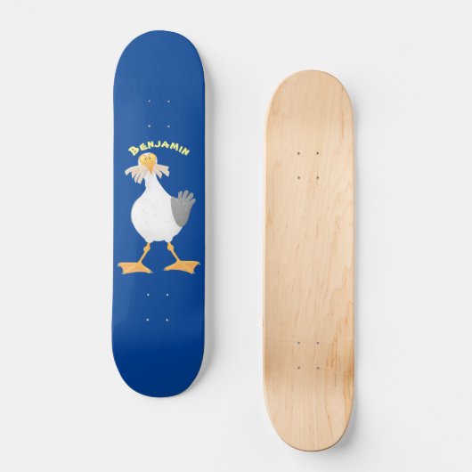 Fantastische Möwe mit Pommes frites Cartoon Skateboard (Vorderseite)