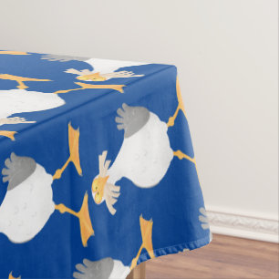 Fantastische Möwe mit Pommes frites Cartoon Tischdecke