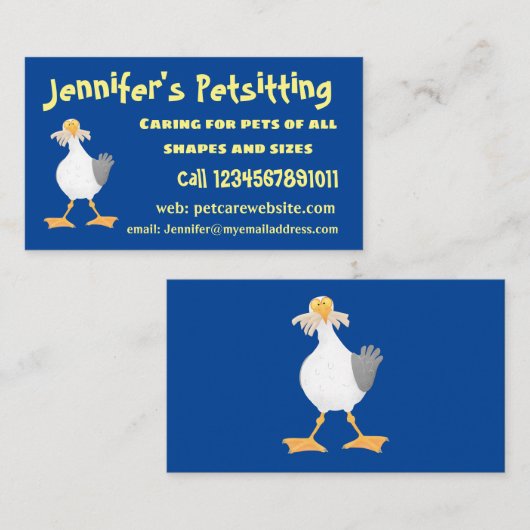 Fantastische Möwe mit Pommes frites Cartoon Visitenkarte (Vorne/Hinten)