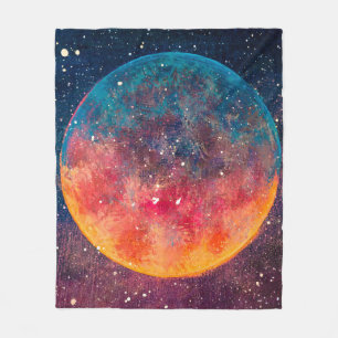 Fantastische Ölmalerei schöner großer Planet Mond  Fleecedecke