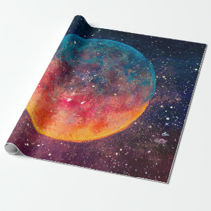 Fantastische Ölmalerei schöner großer Planet Mond  Geschenkpapier