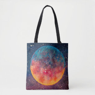 Fantastische Ölmalerei schöner großer Planet Mond Tasche