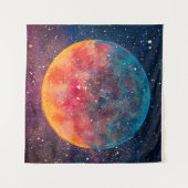 Fantastische Ölmalerei schöner großer Planet Mond Wandteppich (Vorderseite (Horizontal))
