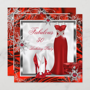 Fantastische Party Red Silver Dress Heelse H7 Einladung