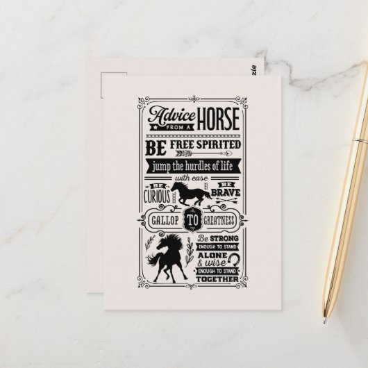 Fantastische Pferdeausflüge Postkarte (Vorderseite/Rückseite Beispiel)