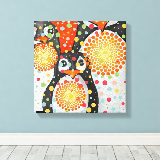 Fantastische Pinguine Leinwanddruck (Insitu (Holzboden))