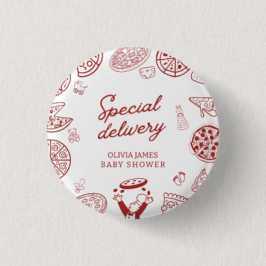 Fantastische Pizzeria Baby Dusche Button (Vorderseite)