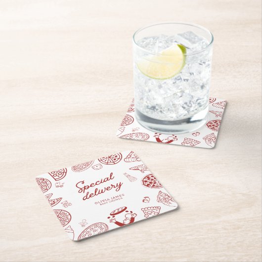 Fantastische Pizzeria Baby Dusche Rechteckiger Pappuntersetzer (Vor Ort)