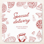 Fantastische Pizzeria Baby Dusche Rechteckiger Pappuntersetzer (Vorderseite)