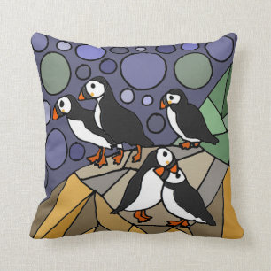 Fantastische Puffin-Vogel-Kunst abstrakt Kissen