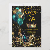 Fantastische Queen Aquamarin Crown Gold Heelse Geb Einladung (Vorderseite)